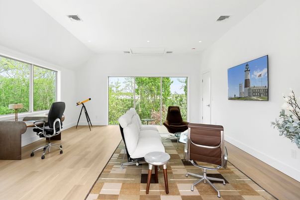 Home Office, Interior, Recessed Lighting, Wood Texture Flooring