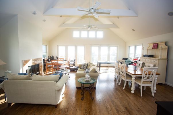 Dining room, Fireplace, Interior, Living room, Wood Texture Flooring