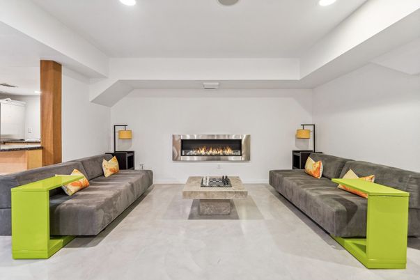 Fireplace, Interior, Living room, Recessed Lighting