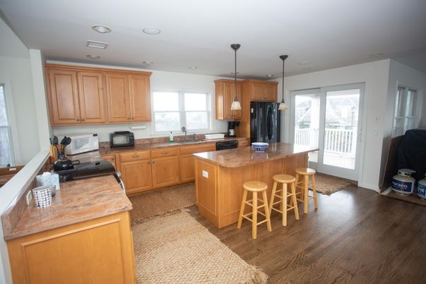 Interior, Kitchen, Pendant Lights, Recessed Lighting, Wood Texture Flooring