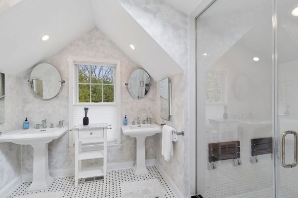 Bathroom, Dual Sink Vanities, Glass Shower, Interior, Recessed Lighting