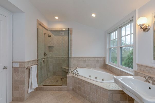 Bathroom, Glass Shower, Interior, Recessed Lighting
