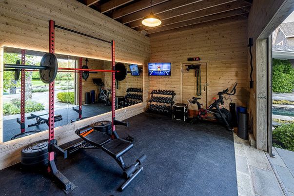 Fitness Equipment, Interior, Stone Walls, Wooden Beams, Wooden Ceilings, Wooden Walls