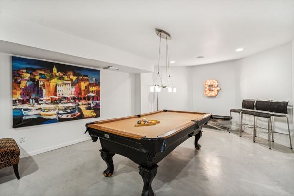 Billiard Table, Game Room, Interior, Pendant Lights, Recessed Lighting