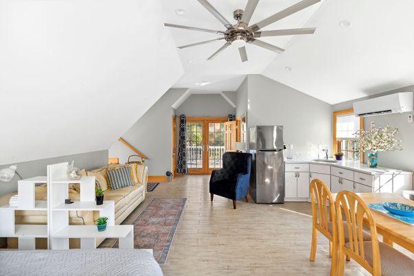 Interior, Kitchen, Living room, Recessed Lighting, Stainless Steel Appliances, Wood Texture Flooring