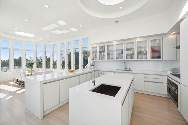 Dining room, Interior, Kitchen, Recessed Lighting, Stainless Steel Appliances, Wood Texture Flooring