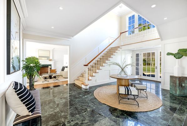 Fireplace, Interior, Living room, Marble, Recessed Lighting