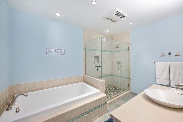 Bathroom, Glass Shower, Interior, Recessed Lighting
