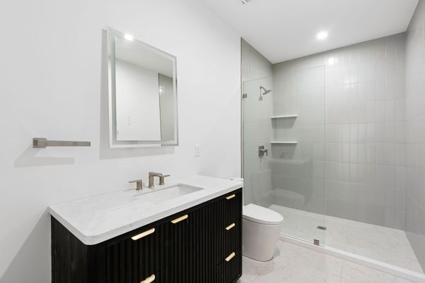 Bathroom, Glass Shower, Interior, Recessed Lighting