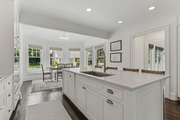 Dining room, Interior, Pendant Lights, Recessed Lighting, Wood Texture Flooring