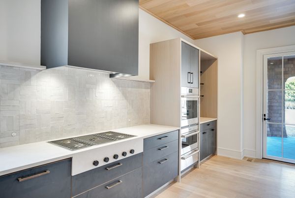 Interior, Kitchen, Recessed Lighting, Stainless Steel Appliances, Wooden Ceilings, Wood Texture Flooring