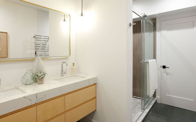 Bathroom, Dual Sink Vanities, Glass Shower, Interior