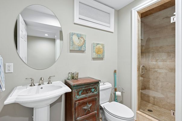 Bathroom, Glass Shower, Interior, Recessed Lighting