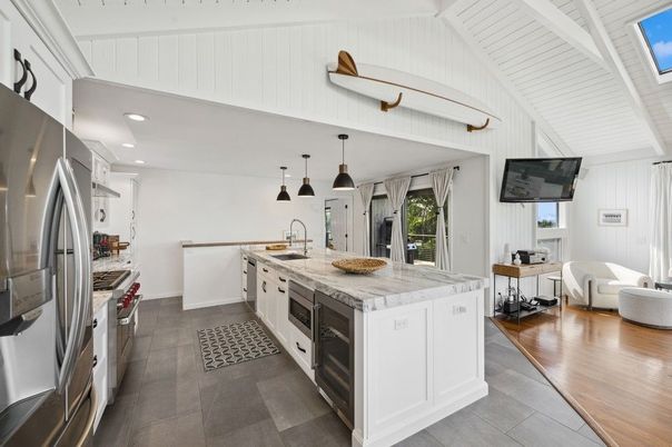 Interior, Kitchen, Living room, Pendant Lights, Recessed Lighting, Stainless Steel Appliances, Wood Texture Flooring