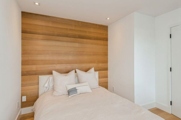 Bedroom, Interior, Recessed Lighting, Wooden Walls