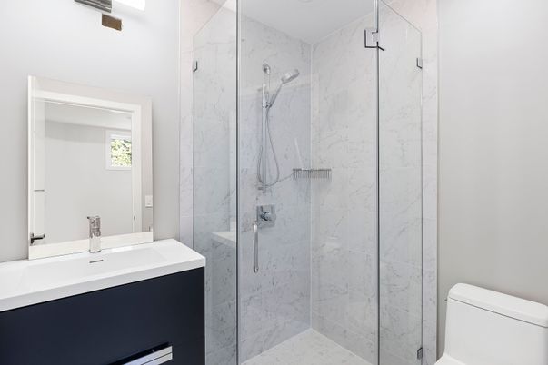 Bathroom, Glass Shower, Interior, Marble Walls