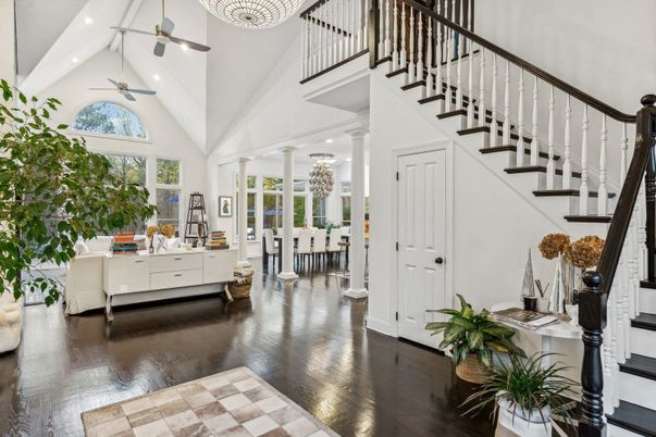 Dining room, Interior, Pendant Lights, Recessed Lighting, Wood Texture Flooring