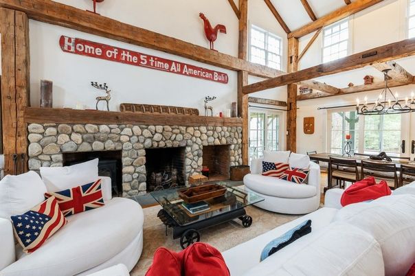 Chandelier, Dining room, Fireplace, Interior, Living room, Wooden Beams