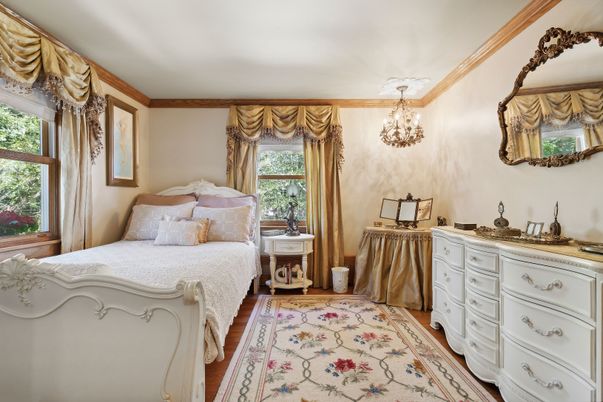 Bedroom, Chandelier, Interior, Wood Texture Flooring