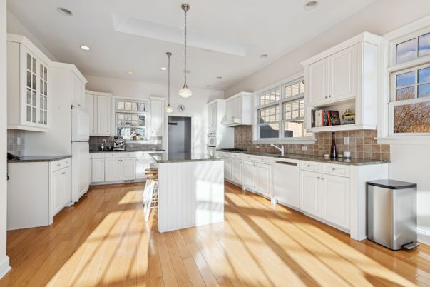 Interior, Kitchen, Pendant Lights, Recessed Lighting, Wood Texture Flooring