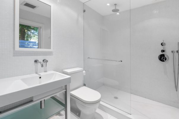 Bathroom, Glass Shower, Interior, Recessed Lighting