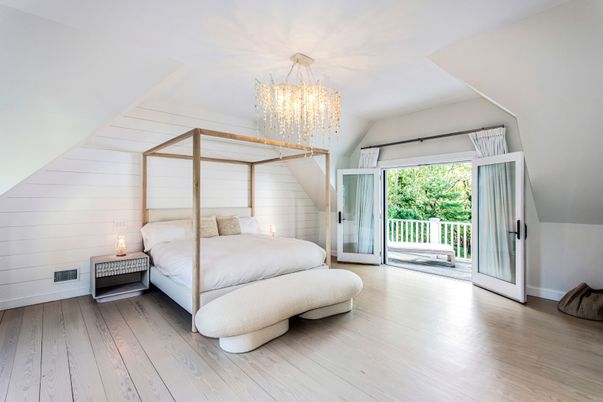 Bedroom, Chandelier, Interior, Wood Texture Flooring