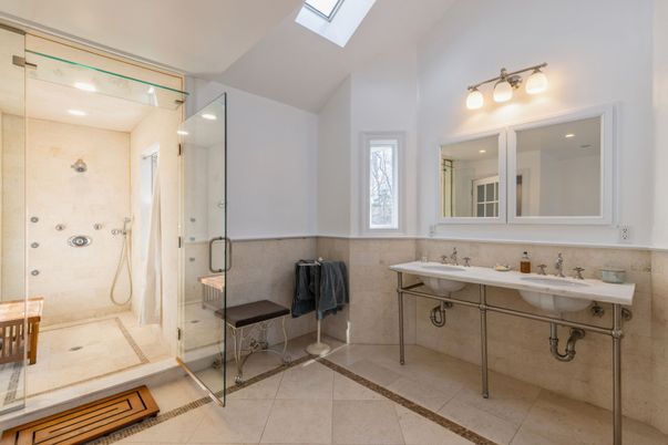Bathroom, Glass Shower, Interior, Recessed Lighting