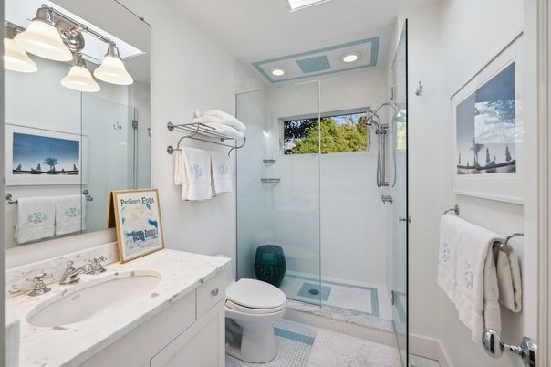 Bathroom, Glass Shower, Interior, Recessed Lighting