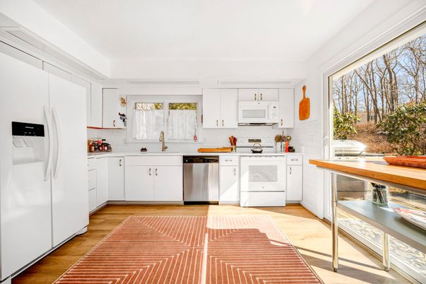 Interior, Kitchen, Stainless Steel Appliances, Wood Texture Flooring