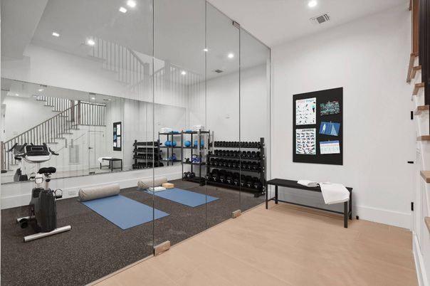 Fitness Equipment, Interior, Recessed Lighting, Wood Texture Flooring