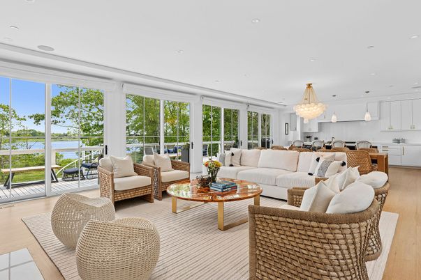 Chandelier, Interior, Kitchen, Living room, Pendant Lights, Recessed Lighting, Water, Wood Texture Flooring