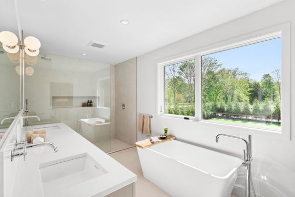 Bathroom, Dual Sink Vanities, Free Standing Baths, Glass Shower, Interior, Recessed Lighting