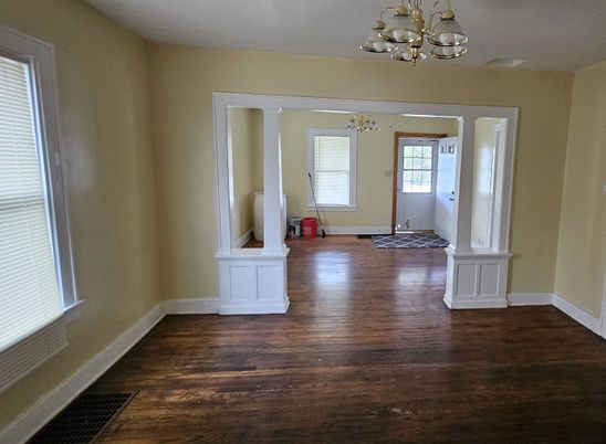 Chandelier, Empty room, Interior, Wood Texture Flooring