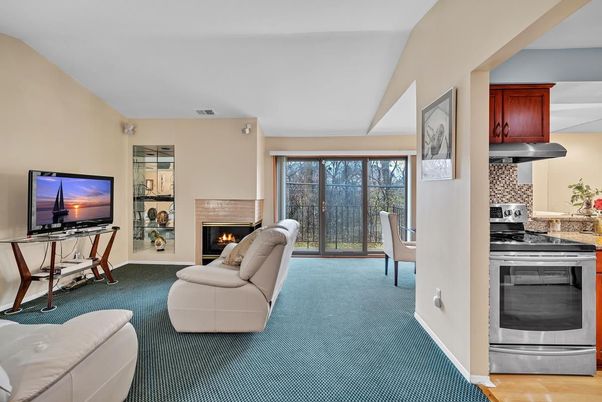 Fireplace, Interior, Kitchen, Living room, Stainless Steel Appliances