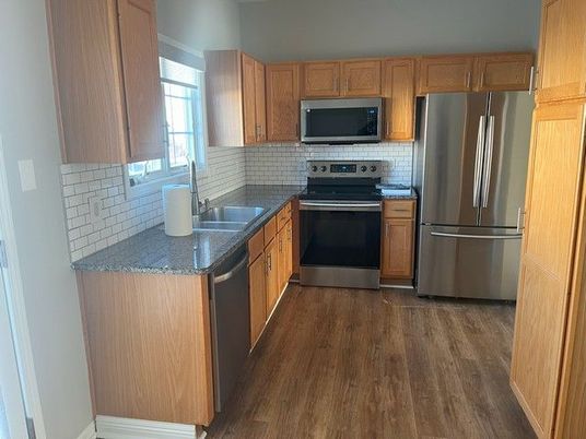 Interior, Kitchen, Stainless Steel Appliances, Wood Texture Flooring