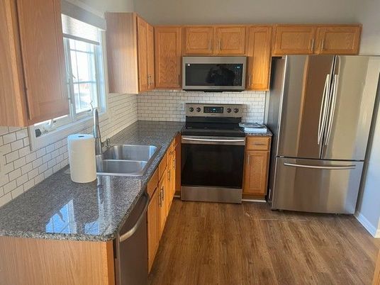 Interior, Kitchen, Stainless Steel Appliances, Wood Texture Flooring
