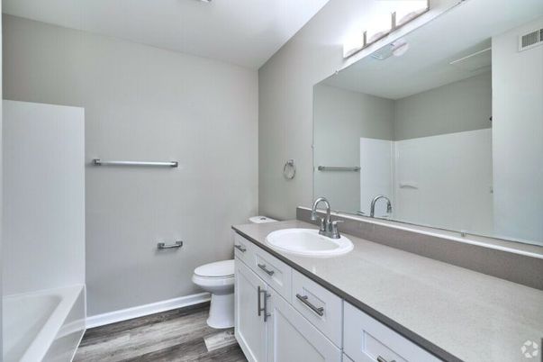 Bathroom, Dual Sink Vanities, Interior, Wood Texture Flooring