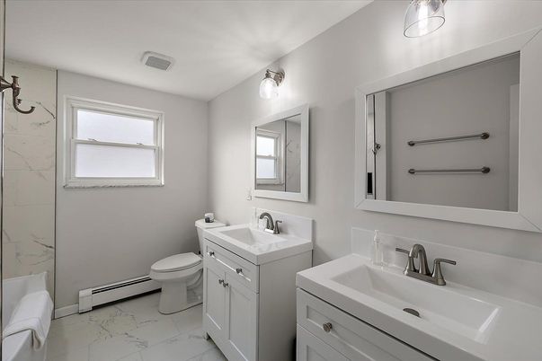 Bathroom, Dual Sink Vanities, Interior, Marble, Marble Walls