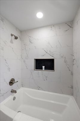 Bathroom, Interior, Marble Walls, Recessed Lighting