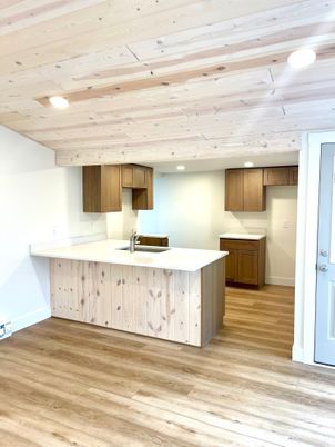 Interior, Kitchen, Recessed Lighting, Wood Texture Flooring