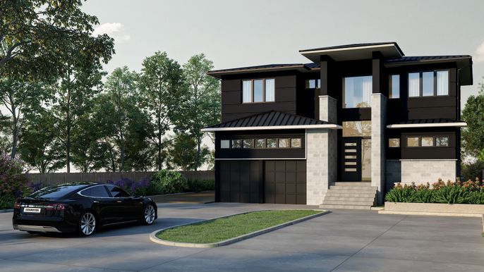Attached, Exterior, Facade, Modern
