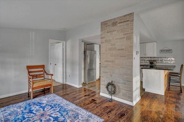 Interior, Kitchen, Stone Walls, Wood Texture Flooring