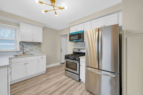 Interior, Kitchen, Stainless Steel Appliances, Wood Texture Flooring