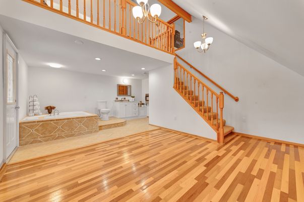 Chandelier, Interior, Recessed Lighting, Wood Texture Flooring