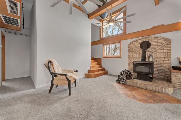 Fireplace, Interior, Stone Walls, Wooden Beams