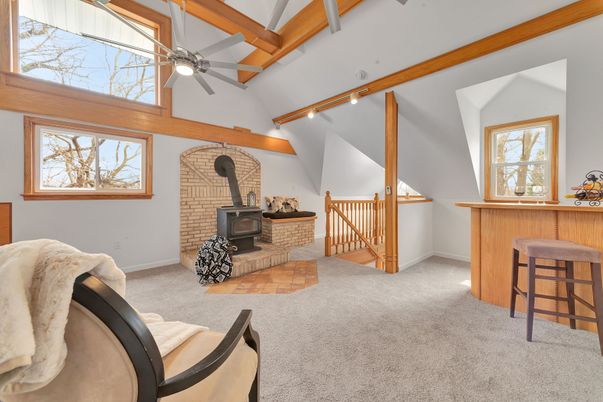 Fireplace, Interior, Stone Walls, Wooden Beams