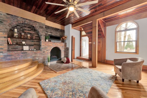 Fireplace, Interior, Stone Walls, Wooden Beams, Wooden Ceilings, Wood Texture Flooring