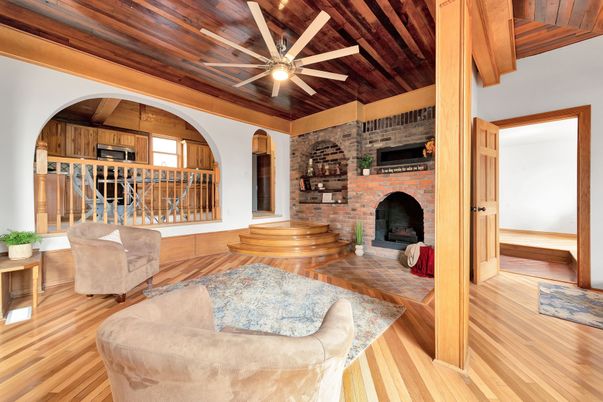 Fireplace, Interior, Kitchen, Living room, Stone Walls, Wooden Beams, Wooden Ceilings, Wood Texture Flooring