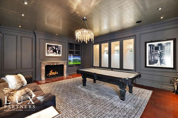 Billiard Table, Chandelier, Fireplace, Game Room, Interior, Recessed Lighting