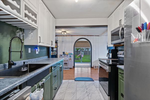 Interior, Kitchen, Marble, Wood Texture Flooring